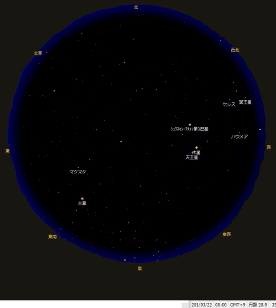 西暦201年3月22日00時00分の星図