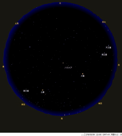 西暦278年5月9日23時00分の星図