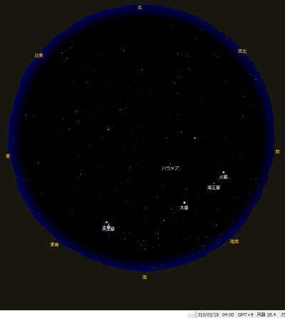 西暦310年3月18日4時00分の星図