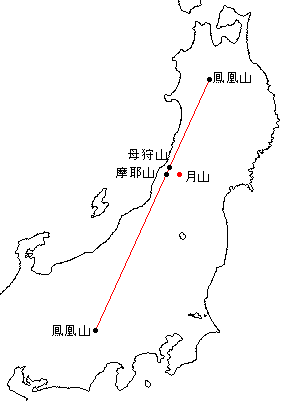 「鳳凰山の直線」を表す地図